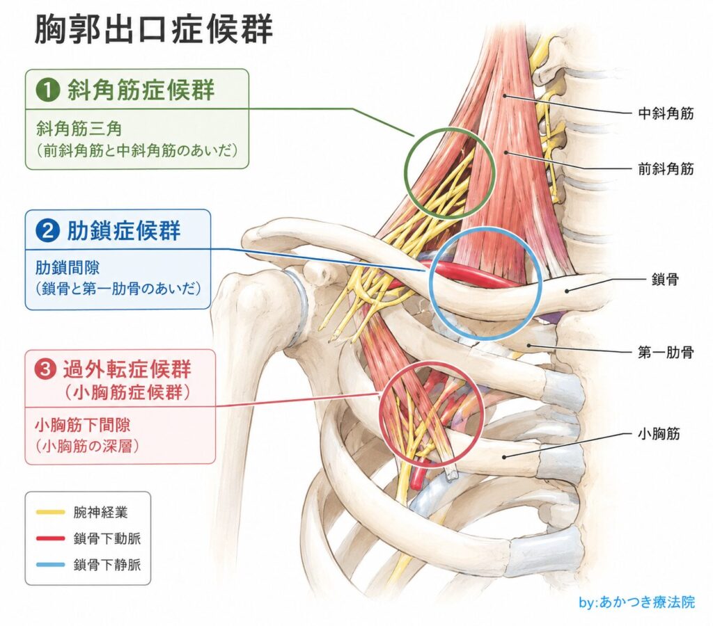 胸郭出口症候群の圧迫部位(3か所)