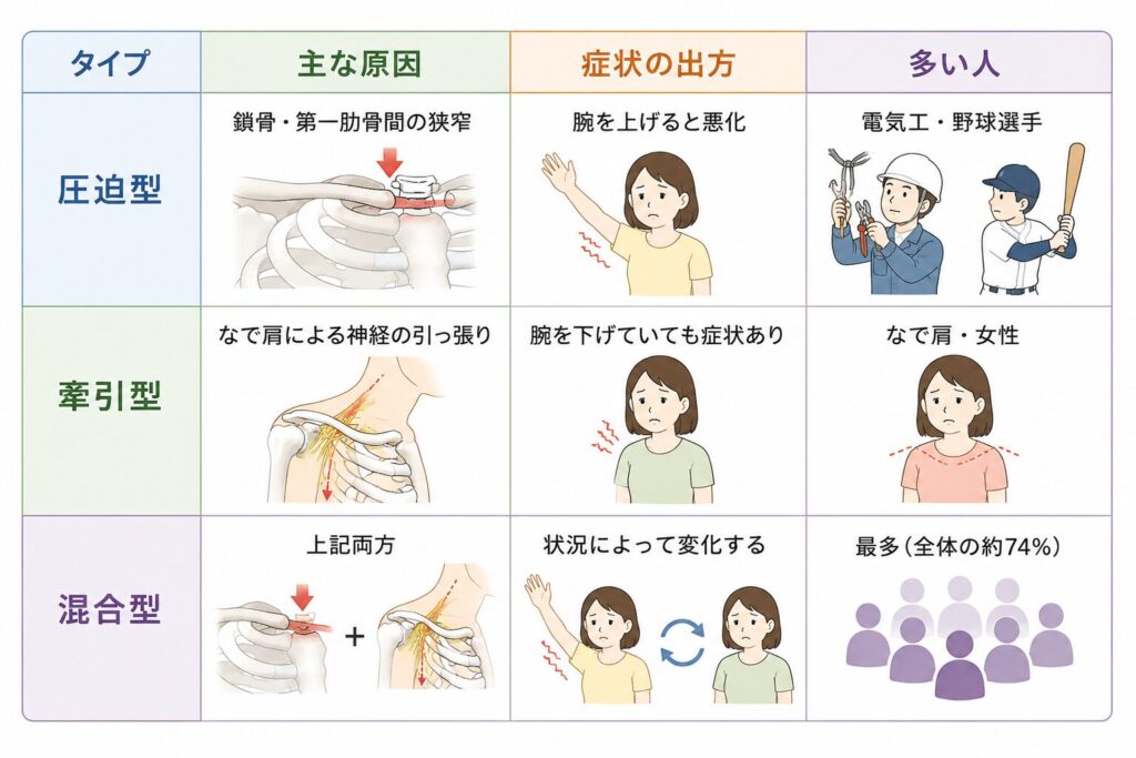 胸郭出口症候群の3つのタイプ(圧迫型・牽引型・混合型)